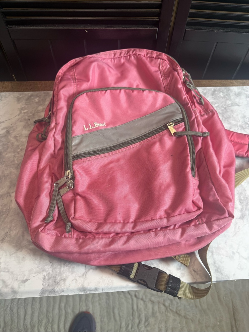 L.L. Bean Rose Pink Backpack with Gray Trim